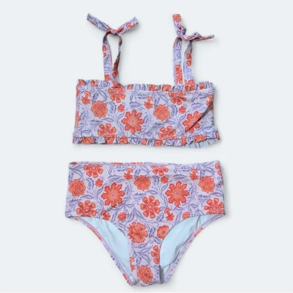 JANIE AND JACK FLORAL SMOCKED BACK 2-PIECE SWIMSUIT - Picture 9 of 12